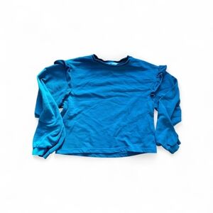 3/35$ H&M Kids Blue Ruffle Sleeve Sweatshirt Cozy Pullover Size 10–12